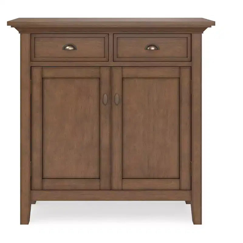 Meuble de rangement pour entrée de style transitionnel en bois massif Mansfield, 91 cm de large, brun vieilli naturel rustique