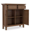 Meuble de rangement pour entrée de style transitionnel en bois massif Mansfield, 91 cm de large, brun vieilli naturel rustique