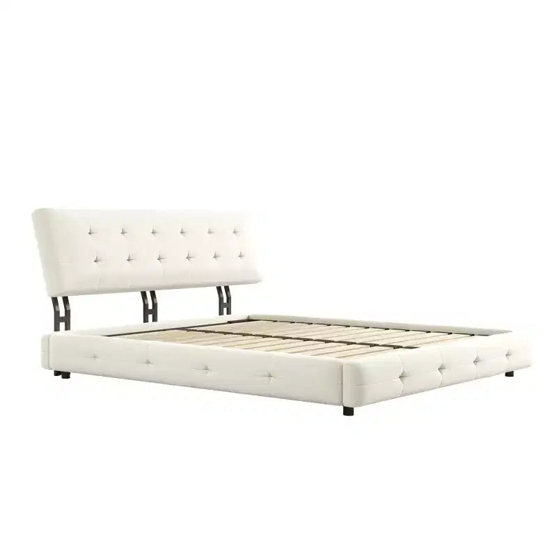 Lit plateforme Whisen King Size en chenille, cadre de lit en bois, tête de lit capitonnée avec oreiller nuage ultra-doux et extra-large