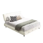 Lit plateforme Whisen King Size en chenille, cadre de lit en bois, tête de lit capitonnée avec oreiller nuage ultra-doux et extra-large