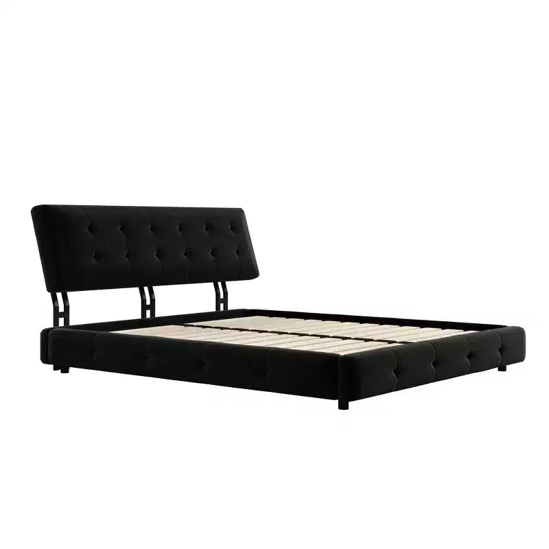 Lit plateforme Whisen King Size en chenille, cadre de lit en bois, tête de lit capitonnée avec oreiller nuage ultra-doux et extra-large