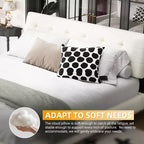 Lit plateforme Whisen King Size en chenille, cadre de lit en bois, tête de lit capitonnée avec oreiller nuage ultra-doux et extra-large