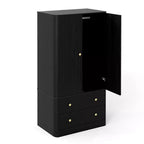 Armoire penderie 2 portes 2 tiroirs AEELLEEA, élégante armoire de rangement autoportante en bois pour chambre à coucher, salon, bureau