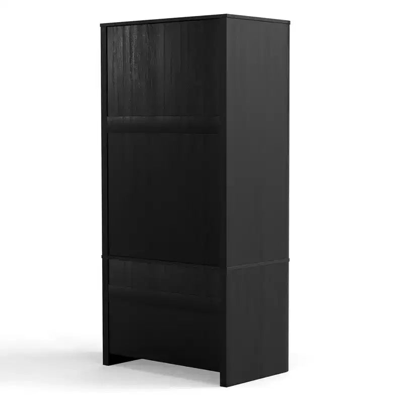 Armoire penderie 2 portes 2 tiroirs AEELLEEA, élégante armoire de rangement autoportante en bois pour chambre à coucher, salon, bureau