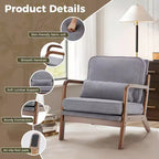 Fauteuil d'appoint TUYOHW, fauteuil de salon avec accoudoirs, coussin lombaire, cadre en bois massif, coussin en mousse haute résilience, fauteuil pour salon, chambre, bureau
