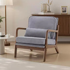 Fauteuil d'appoint TUYOHW, fauteuil de salon avec accoudoirs, coussin lombaire, cadre en bois massif, coussin en mousse haute résilience, fauteuil pour salon, chambre, bureau