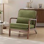 Fauteuil d'appoint TUYOHW, fauteuil de salon avec accoudoirs, coussin lombaire, cadre en bois massif, coussin en mousse haute résilience, fauteuil pour salon, chambre, bureau
