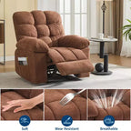 Fauteuil inclinable extra large et surdimensionné avec massage et chauffage - Fauteuil inclinable manuel en peluche pour salon, confort de type « Lazy Boy » avec inclinaison à 150 degrés