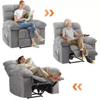 Fauteuil inclinable extra large et surdimensionné avec massage et chauffage - Fauteuil inclinable manuel en peluche pour salon, confort de type « Lazy Boy » avec inclinaison à 150 degrés