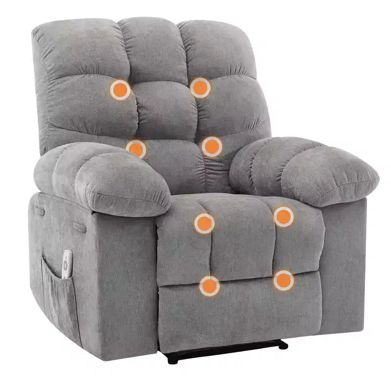Fauteuil inclinable extra large et surdimensionné avec massage et chauffage - Fauteuil inclinable manuel en peluche pour salon, confort de type « Lazy Boy » avec inclinaison à 150 degrés