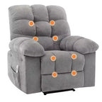 Fauteuil inclinable extra large et surdimensionné avec massage et chauffage - Fauteuil inclinable manuel en peluche pour salon, confort de type « Lazy Boy » avec inclinaison à 150 degrés