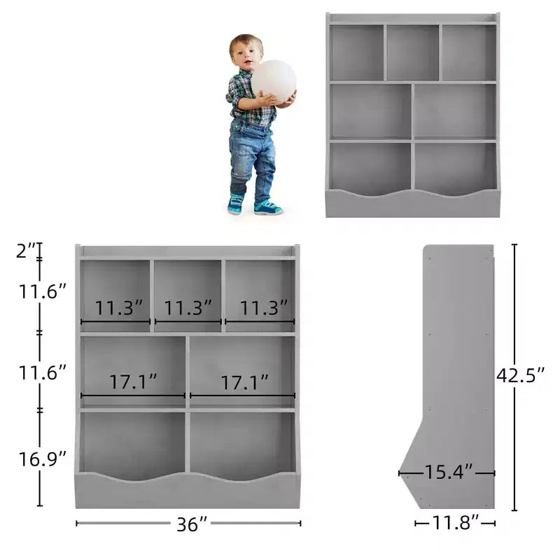 Étagère à Livres 3 Niveaux pour Enfants avec Meuble de Rangement pour Jouets, Casier pour Enfants