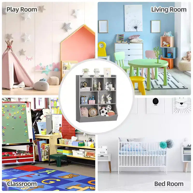 Étagère à Livres 3 Niveaux pour Enfants avec Meuble de Rangement pour Jouets, Casier pour Enfants