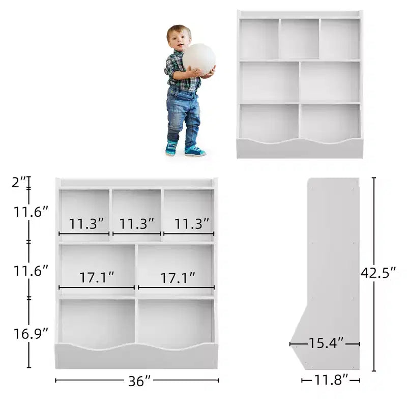Étagère à Livres 3 Niveaux pour Enfants avec Meuble de Rangement pour Jouets, Casier pour Enfants