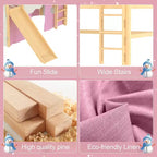 Lit mezzanine double/grand format avec toboggan intégré et lumières, cadre de lit mezzanine pour enfants avec tente et barrières de sécurité - ModernLuxe
