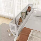 Lit mezzanine Okak Queen/Full Metal avec échelle et étagères de rangement, cadre de lit contemporain pour chambre à coucher, appartements