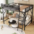 Okak Queen/Full Metal High Loft Bed with Ladder & Storage Shelves,Contemporary Bed Frame for Bedroom,Apartments