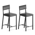 Upholstered PU Dining Chairs with Curved Backrest and Metal Legs, for Home, Bar, Black