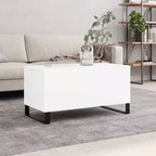 vidaXL Table basse blanc bois d'ingénierie, table basse moyenne en métal