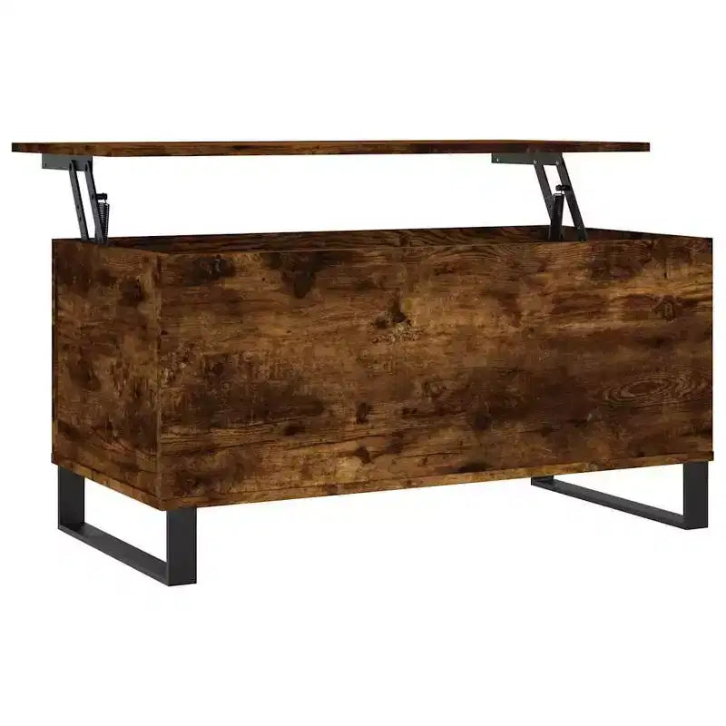 vidaXL Table basse blanc bois d'ingénierie, table basse moyenne en métal
