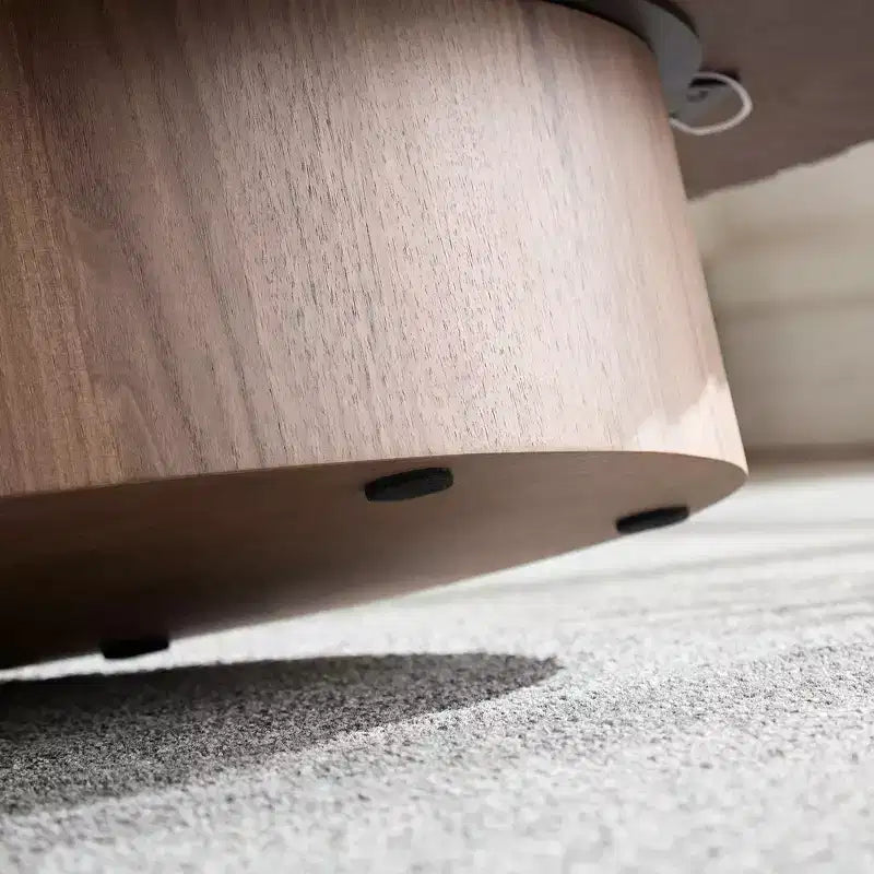 Table Basse Ovale Moderne MAYEERTY 43 Pouces avec Pieds de Tambour, Table d'Appoint en MDF pour Salon et Chambre à Coucher, Table Basse Compacte pour Petits Espaces