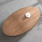 Table Basse Ovale Moderne MAYEERTY 43 Pouces avec Pieds de Tambour, Table d'Appoint en MDF pour Salon et Chambre à Coucher, Table Basse Compacte pour Petits Espaces