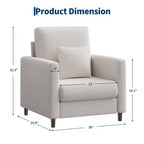 33.9 Canapé d'appoint, causeuse de lecture en chenille pour chambre à coucher, canapé d'appoint de salon sans outils, oreiller non inclus