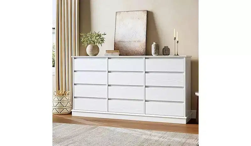 Commodes 12 tiroirs, commode de chambre avec tiroirs profonds, grande commode double pour placard avec plateau large, grande commode en bois pour salon, chambre à coucher
