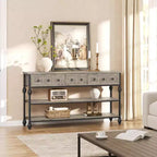 Table Console Industrielle 52" avec 3 Tiroirs de Rangement - Table de Canapé en Métal à 3 Niveaux pour Entrée, Salon, Couloir et Derrière le Canapé