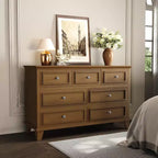 Commode 7 Tiroirs Acekool, Commode en Bois Moderne, Organisateur de Rangement Profond avec Poignées Vintage, Meuble TV pour Chambre et Salon