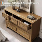Commode 7 Tiroirs Acekool, Commode en Bois Moderne, Organisateur de Rangement Profond avec Poignées Vintage, Meuble TV pour Chambre et Salon