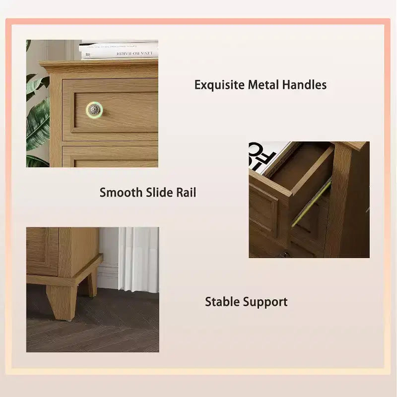 Commode 7 Tiroirs Acekool, Commode en Bois Moderne, Organisateur de Rangement Profond avec Poignées Vintage, Meuble TV pour Chambre et Salon