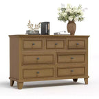 Commode 7 Tiroirs Acekool, Commode en Bois Moderne, Organisateur de Rangement Profond avec Poignées Vintage, Meuble TV pour Chambre et Salon
