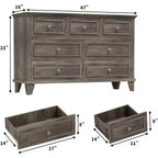 Commode 7 Tiroirs Acekool, Commode en Bois Moderne, Organisateur de Rangement Profond avec Poignées Vintage, Meuble TV pour Chambre et Salon