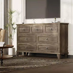 Commode 7 Tiroirs Acekool, Commode en Bois Moderne, Organisateur de Rangement Profond avec Poignées Vintage, Meuble TV pour Chambre et Salon