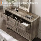 Commode 7 Tiroirs Acekool, Commode en Bois Moderne, Organisateur de Rangement Profond avec Poignées Vintage, Meuble TV pour Chambre et Salon