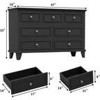 Commode 7 Tiroirs Acekool, Commode en Bois Moderne, Organisateur de Rangement Profond avec Poignées Vintage, Meuble TV pour Chambre et Salon