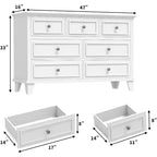Commode 7 Tiroirs Acekool, Commode en Bois Moderne, Organisateur de Rangement Profond avec Poignées Vintage, Meuble TV pour Chambre et Salon