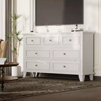 Commode 7 Tiroirs Acekool, Commode en Bois Moderne, Organisateur de Rangement Profond avec Poignées Vintage, Meuble TV pour Chambre et Salon