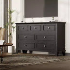 Commode 7 Tiroirs Acekool, Commode en Bois Moderne, Organisateur de Rangement Profond avec Poignées Vintage, Meuble TV pour Chambre et Salon