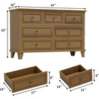 Commode 7 Tiroirs Acekool, Commode en Bois Moderne, Organisateur de Rangement Profond avec Poignées Vintage, Meuble TV pour Chambre et Salon