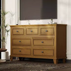 Commode 7 Tiroirs Acekool, Commode en Bois Moderne, Organisateur de Rangement Profond avec Poignées Vintage, Meuble TV pour Chambre et Salon