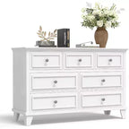 Commode 7 Tiroirs Acekool, Commode en Bois Moderne, Organisateur de Rangement Profond avec Poignées Vintage, Meuble TV pour Chambre et Salon