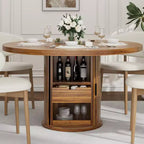 Table à manger ronde de 47 pouces pour 4 personnes, table de cuisine avec étagère de rangement à 2 niveaux et tiroir, table de ferme ronde (table seule)
