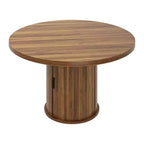 Table à manger ronde de 47 pouces pour 4 personnes, table de cuisine avec étagère de rangement à 2 niveaux et tiroir, table de ferme ronde (table seule)
