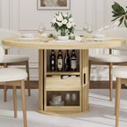 Table à manger ronde de 47 pouces pour 4 personnes, table de cuisine avec étagère de rangement à 2 niveaux et tiroir, table de ferme ronde (table seule)