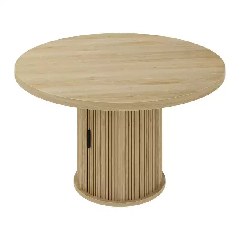 Table à manger ronde de 47 pouces pour 4 personnes, table de cuisine avec étagère de rangement à 2 niveaux et tiroir, table de ferme ronde (table seule)