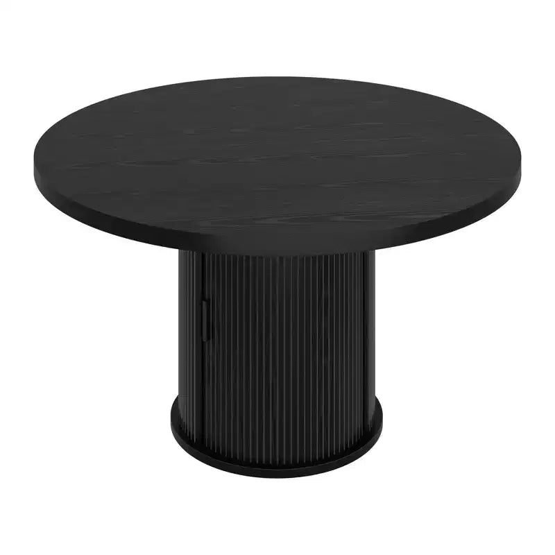 Table à manger ronde de 47 pouces pour 4 personnes, table de cuisine avec étagère de rangement à 2 niveaux et tiroir, table de ferme ronde (table seule)