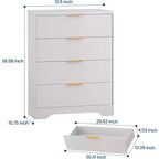 Commode Acekool à 4 tiroirs cannelés, commode moderne avec panneau ondulé, meuble de rangement haut pour chambre à coucher, chambre d'enfant, salon, entrée.