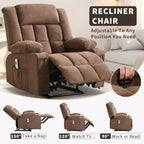 Fauteuil inclinable de massage avec vibrations et chaleur lombaire pour adultes, large, ergonomique, siège simple avec 3 positions, 2 poches latérales et porte-gobelets